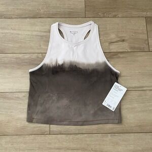 Athleta Shanti Watercolor Stripe Crop Tank Medium Mortar Mushroom